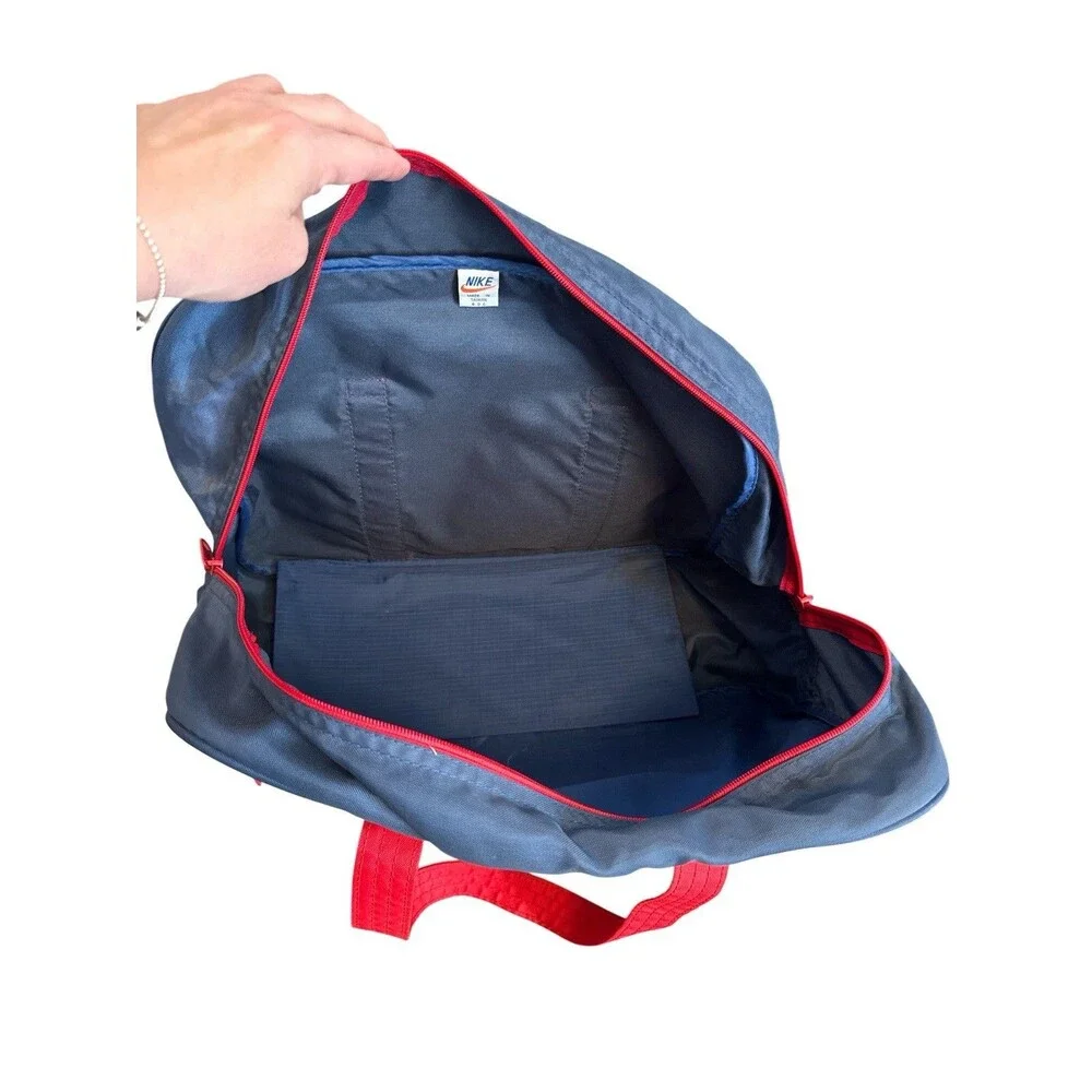 Vintage 1970s NIKE Blue Red Duffle Gym Bag Taiwan‎ Made YKK Zippers